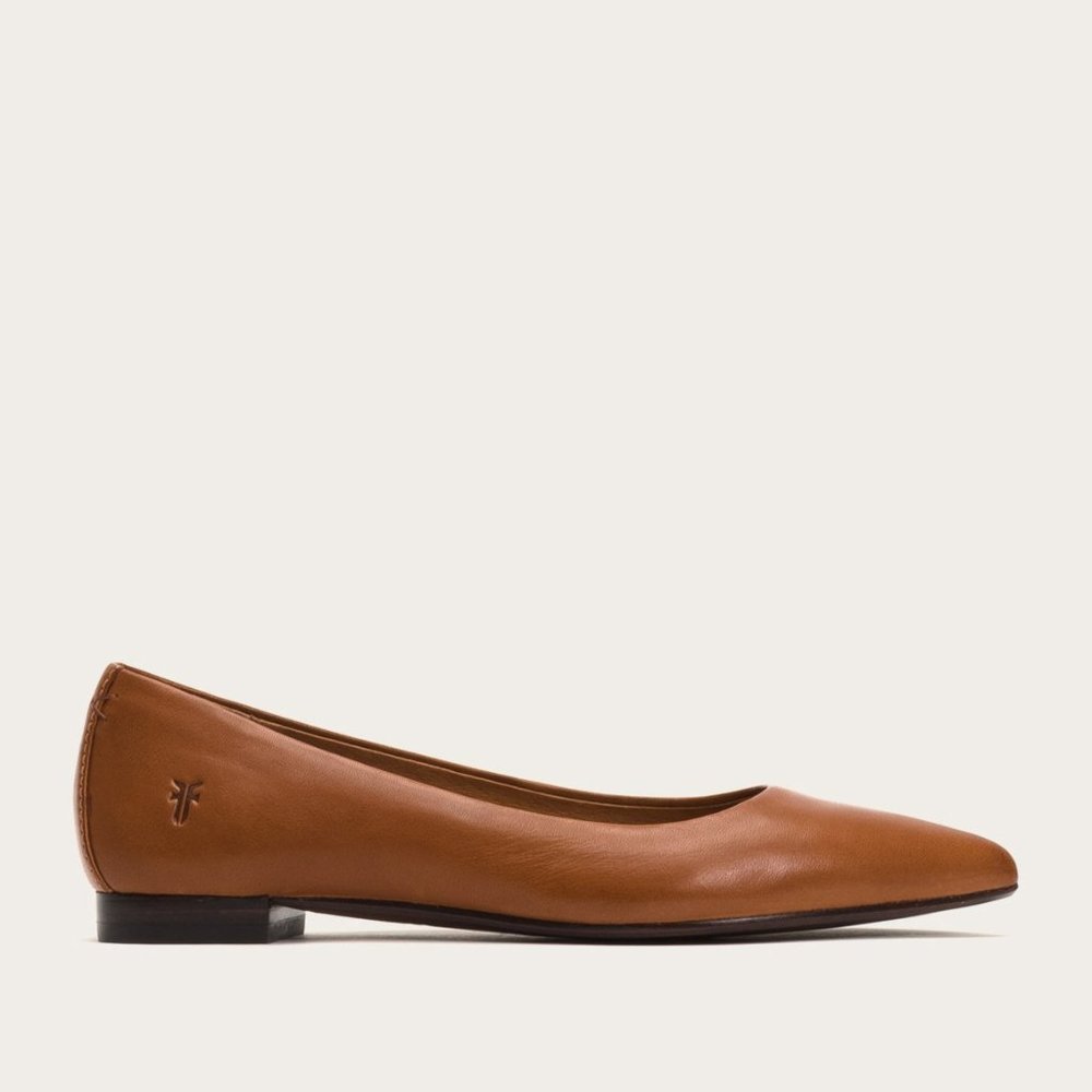Frye Sienna Cognac Leather Ballet Pointed Flats - Picture 4 of 16